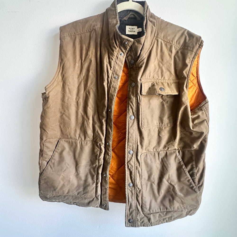 Men's Brown Quilted Vest with Orange Lining